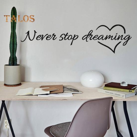 TOP-MART Never Stop Dreaming Inspirational Quotes Wall Decal Sticker Bedroom Home Decor