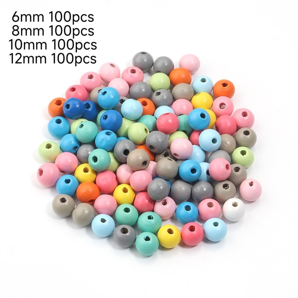 Louleur Natural Wooden Beads Round Natural Stripe Beads Spacer Colorful Loose Spacer Wood Beads For Jewelry Making Bracelet