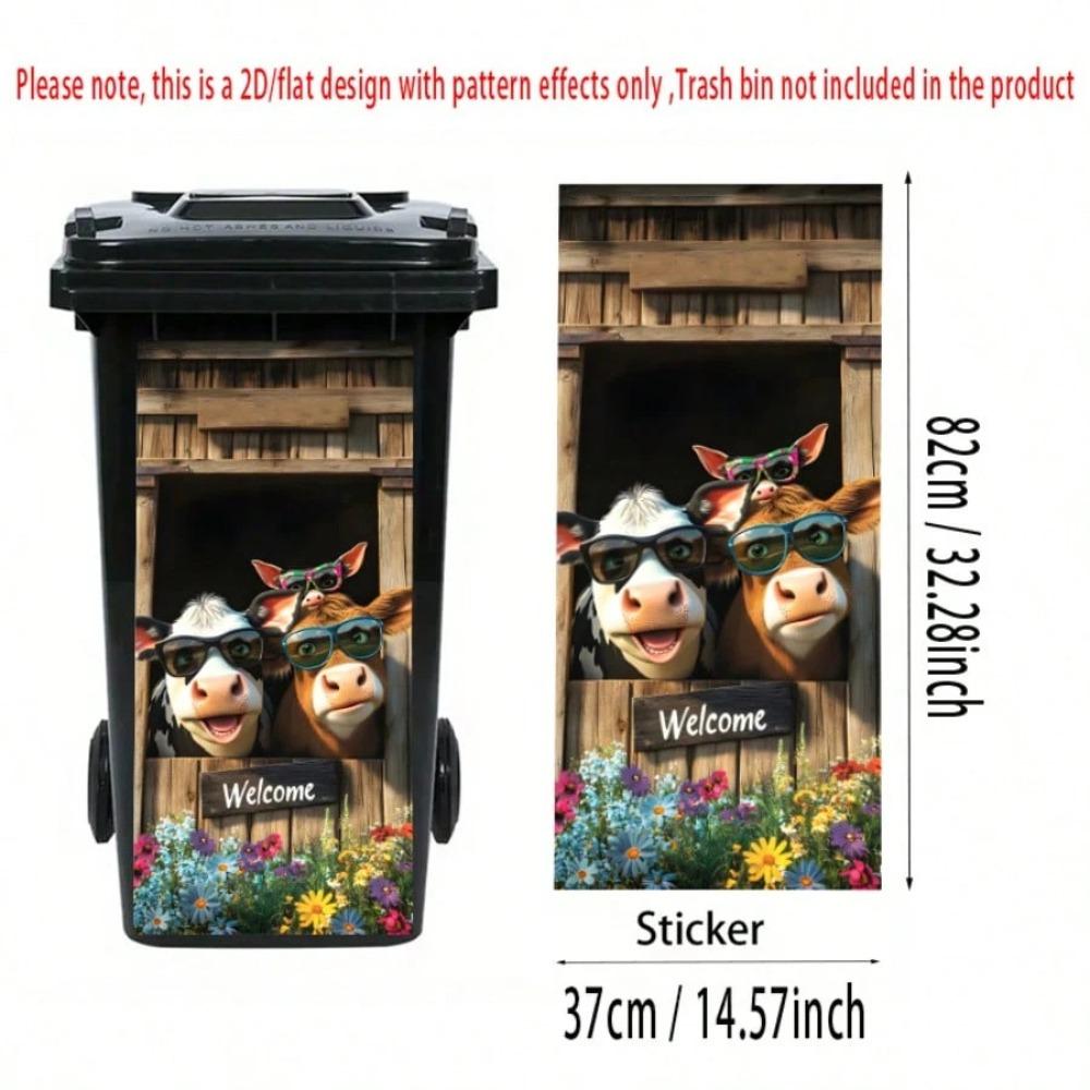 2D Garbage Pail Stickers Self Adhesive Dustbin Poster Funny Trash Can Decal Outdoor Patio Decor