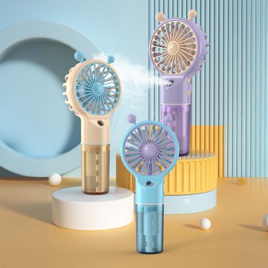 Spray Fan Cartoon Snail Design Silent Motor Mini Handheld Tabletop Fan with Water Mist Cooling USB Rechargeable Handheld Fan