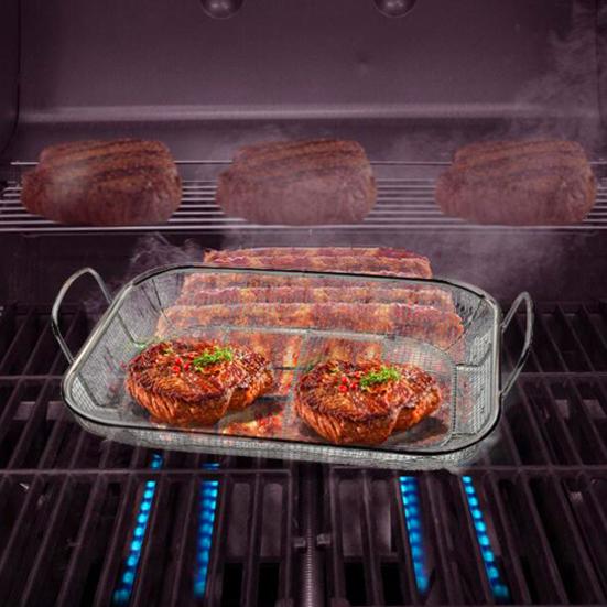 Решетка для жарки из нержавеющей стали, усиленный противень для выпечки, подставка для барбекю для курицы, рыбы, овощей