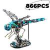 866PCS MOC Creative Dragonfly Mechanical Model Building Blocks Kit DIY Construction Toy STEM Learning for Kids Adults Set