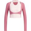 Future Style 2-In-1 T-Shirt Sports Casual Pullover Long Sleeve T-Shirt Women Tops Sand Pink JN3495