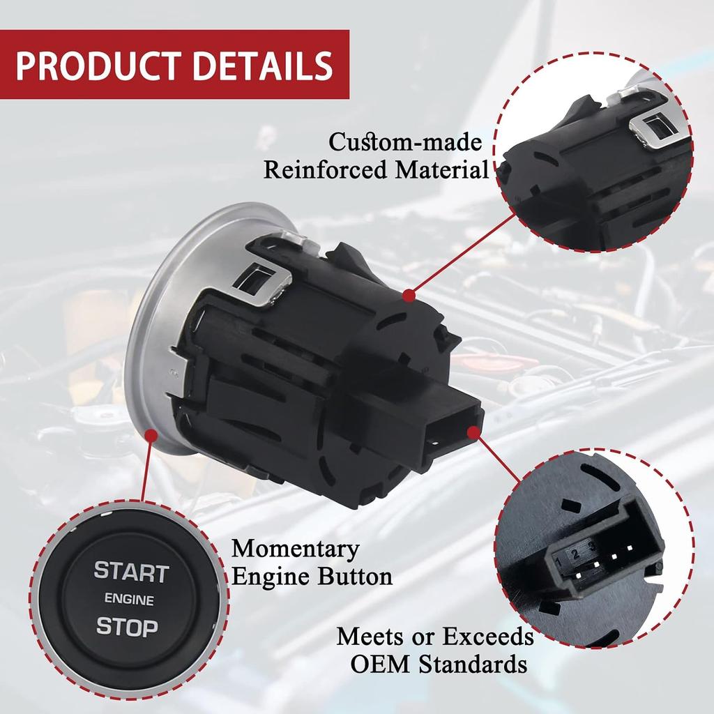 TQPONLY Momentary Push Start Stop Button Switch Compatible with 2013-2020 Range Rover Evoque Sport Discovery Sport Replaces LR094038