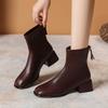 Square Toe Women Ankle Boots Flock Stretch Shoes Thin Mid Heels Black/brown/beige Back Zipper Dress Sock Boots Woman Size 34-40