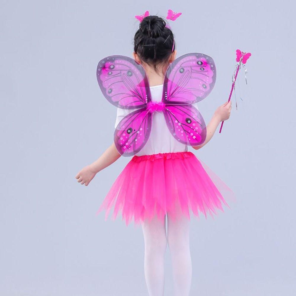 Princess Butterfly Wings Sets 2-8year Fairy Costume Set Cute Children Costume Props  Girls