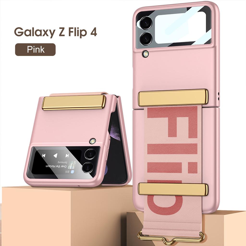 Ультратонкий чехол для телефона Samsung Galaxy Z Flip 4 Модный всесторонний корпус с держателем-браслетом Чехол для Galaxy Z Flip 3