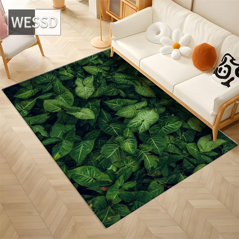 3D коврик с зелеными листьями для гостиной, мягкий ковер для спальни, моющийся противоскользящий напольный коврик, коврик для кухни, ванной комнаты, коврик в скандинавском стиле