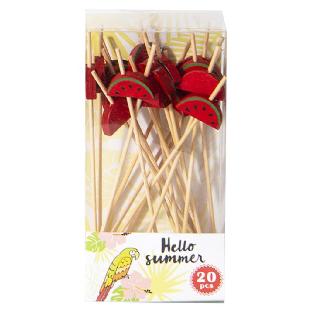 Les Trésors De Lily [Q3291] - Set of 20 Red 'Watermelon' Wooden Aperitif Picks - 12 Cm