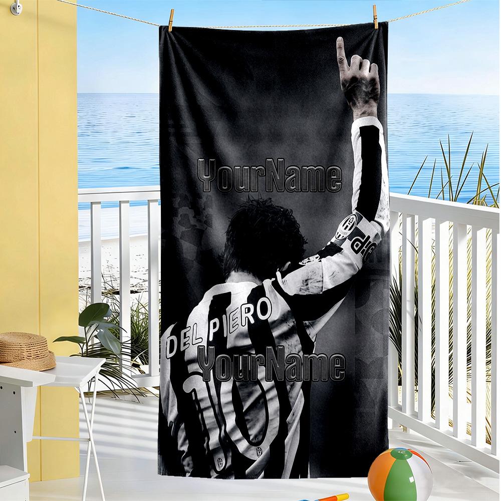 Juventus Customize Your Name Beach Towel Quick-Dry Soft Microfiber Ideal for Travel Outdoor Swim Pool Yoga Surf Camping Hiking Gym Gift Holiday