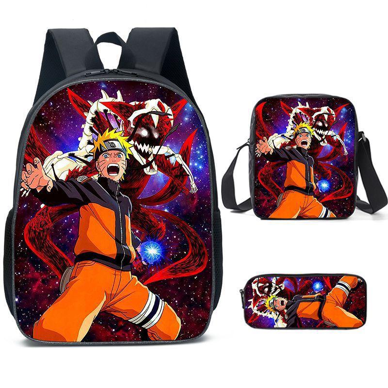 NARUTO Наруто Аниме Школьный Набор 3 Предмета Рюкзак Сумка Через Плечо Ниндзя Студенческий Рюкзак