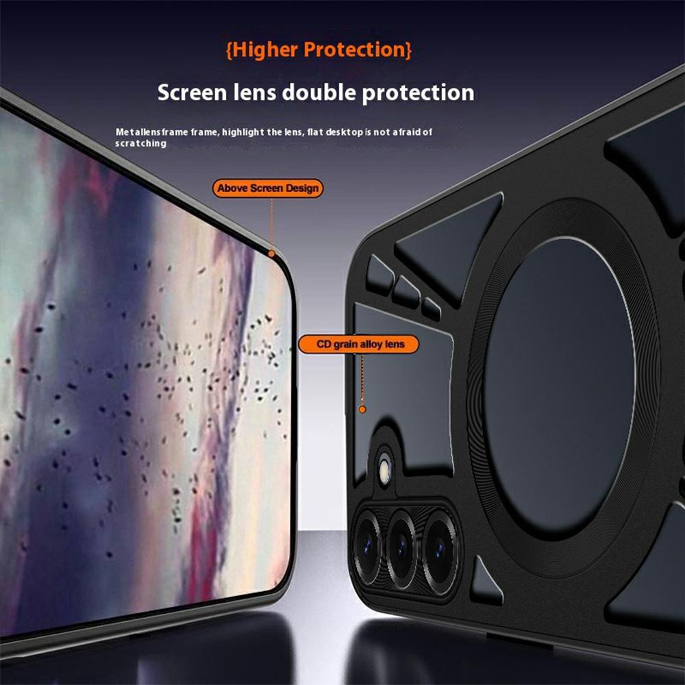 For Samsung Galaxy S24+ Case Magnetic Kickstand Hollow Heat Dissipation Silicone+PC+Metal Bumper Phone Cover