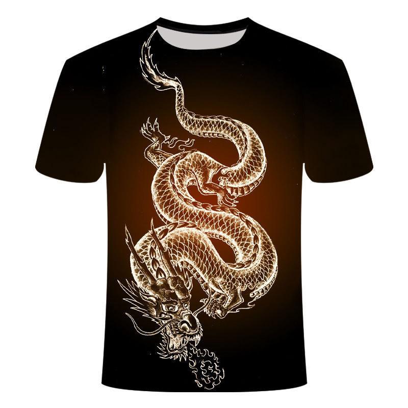 Весенне-летние топы, мужская одежда больших размеров, футболка с 3D принтом дракона, футболки с животными, топ с короткими рукавами и круглым вырезом, дышащие мужские рубашки