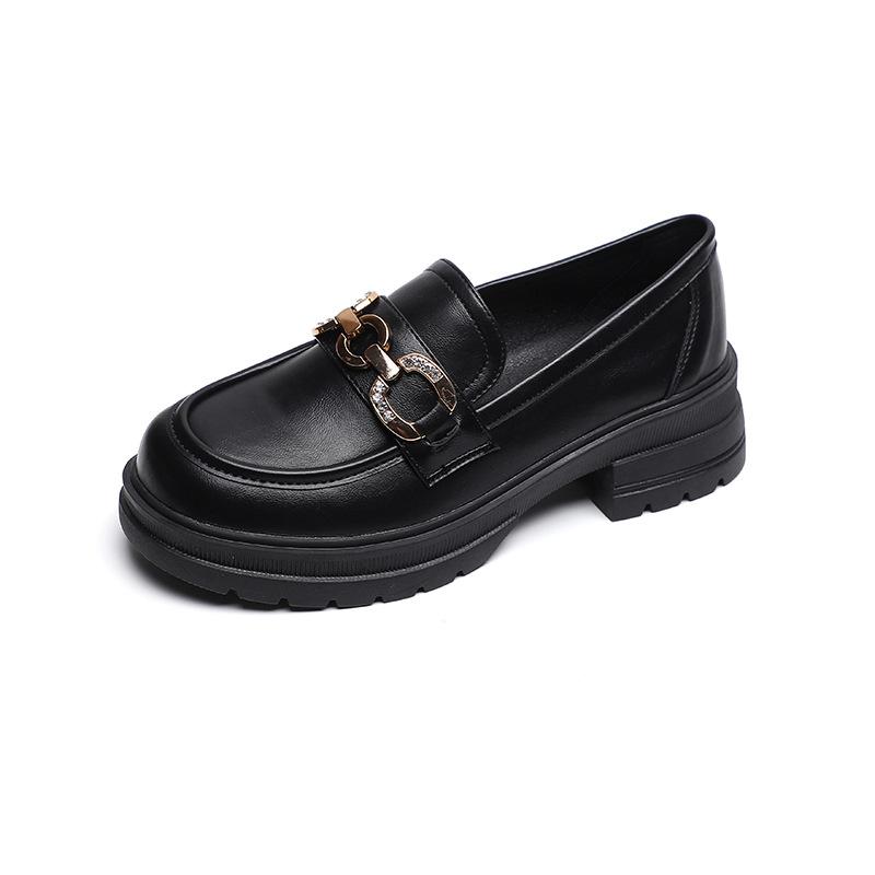 Weiwei Girl 8009-8 Platform Loafers Women's Spring and Autumn Retro One-pedal Small Leather Shoes Thick Heel Soft Sole Single Shoes