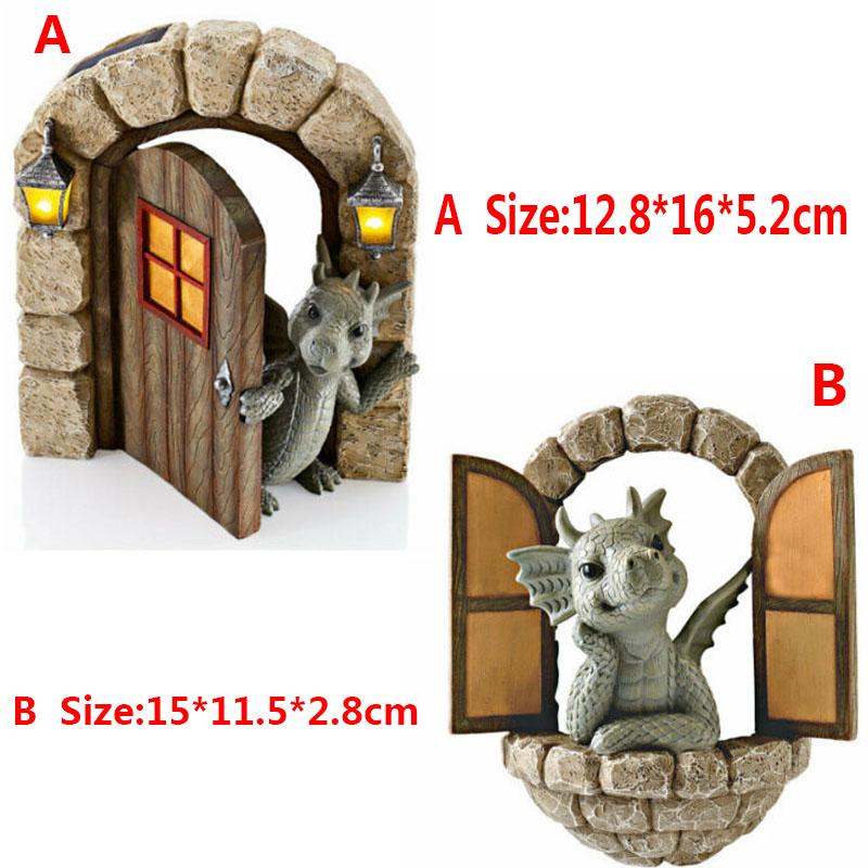 Садовые статуи дракона, уличный декор, динозавр, открытая дверь, садовый декор, садовые украшения