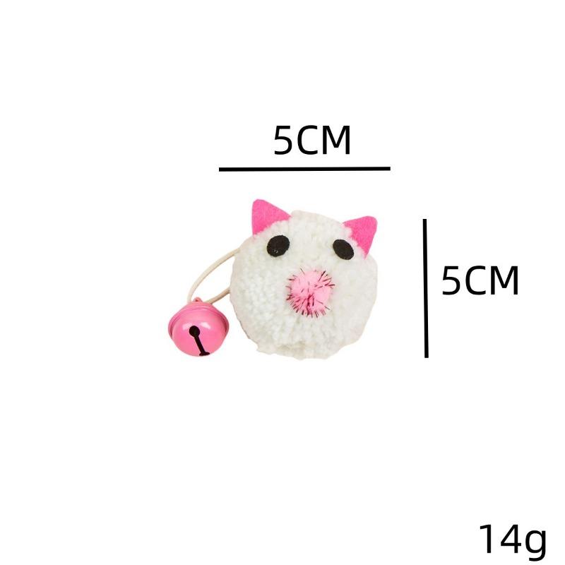 Pink Plush Cat Toy with Bell, Cute Kitten Teaser with Sound, Interactive Pet Play Toy for Cats Gift