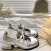 Silver Thick Heel Light Mouth Single Shoes Women's 2025 New Spring and Autumn Skirt Height Increase Mary Jane Small Leather Shoes