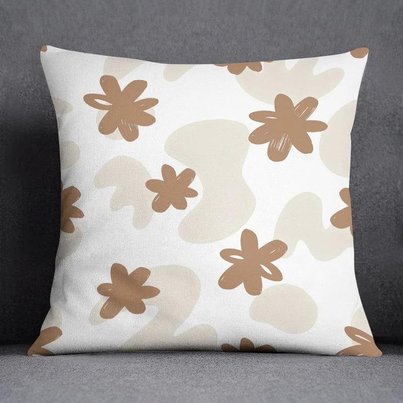 Abstract Brown Flower Decorative Pillowcase Living Room Office Ornaments Home Pillowcase