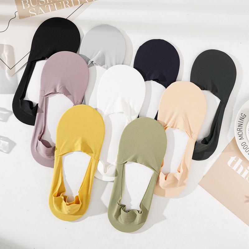 Летние мужские неглубокие бесшовные невидимые носки, однотонные носки из ледяного шелка, универсальные носки, носки-лодочки произвольного кроя