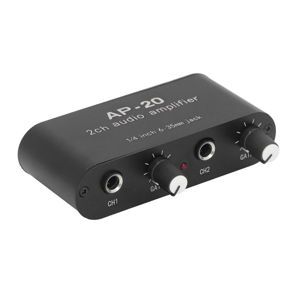 Independent Dual Channel Sound Preamplifier 1 4in 6.35mm 0 To 20db Gain Sound Amplifier Amp for Mic Instrument DC5V‑12V