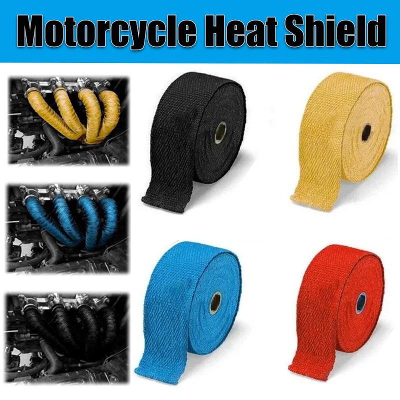 Ткань для защиты от тепла выхлопной трубы мотоцикла 1,5 метра Термоизоляционная лента для глушителя автомобиля Огнеупорная Звукоизолирующая Автоаксессуары