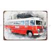 Vintage Bus Is Parked In Front Of A Luxury Hotel Metal Plaque Poster Wall Decor Personalized Garage Wall Decor Tin Sign Poster