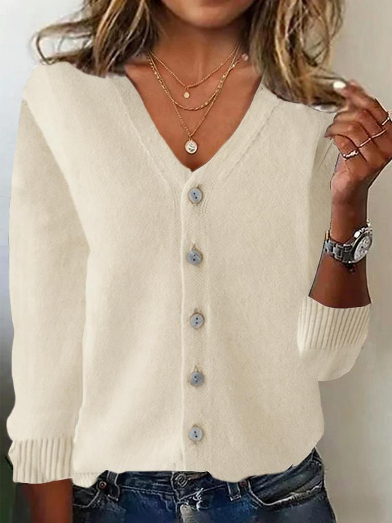 Женский вязаный кардиган: Весенне-летний свитер с длинным рукавом, осенняя верхняя одежда больших размеров