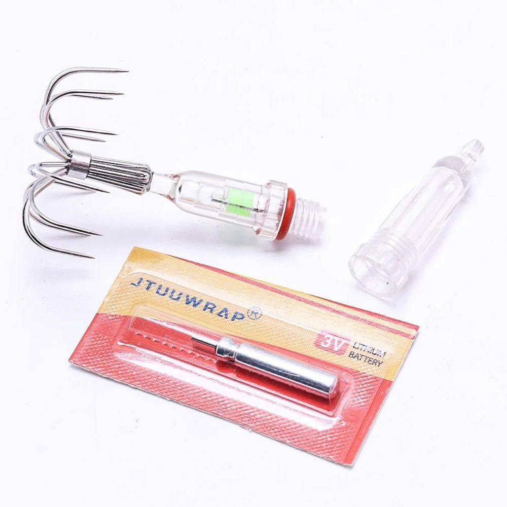 Светодиодная приманка в форме ромба с крючком, разноцветный рыболовный крючок для кальмара, портативный рыболовный фонарик