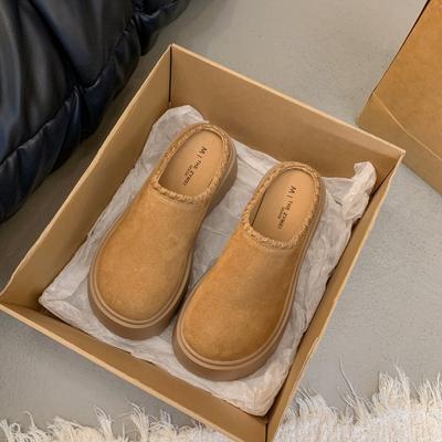 Шлепанцы с толстой подошвой и закрытым носком, женская уличная обувь, новинка 2025 года, универсальные полуоткрытые туфли Boken на одной педали, увеличивающие рост, ленивые повседневные туфли