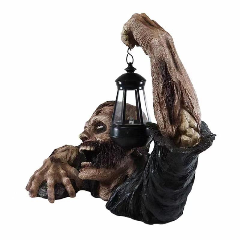 1pc Halloween Zombie Lantern Crawling Horror Decor Garden Scary Led Lights Atmosphere Decoration with Light Sculpture Ornaments