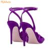 Red Suede Cross Knot Sandals Stiletto Heel Open Toe High Heels Slingback Ankle Strap Buckle Sandals Women Summer Shoes