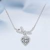 Милое 1CT муассанитовое ожерелье с вырезом в форме сердца для женщин, элегантный бант, настоящая подвеска из стерлингового серебра 925 пробы, подарок, очаровательные оригинальные ювелирные изделия