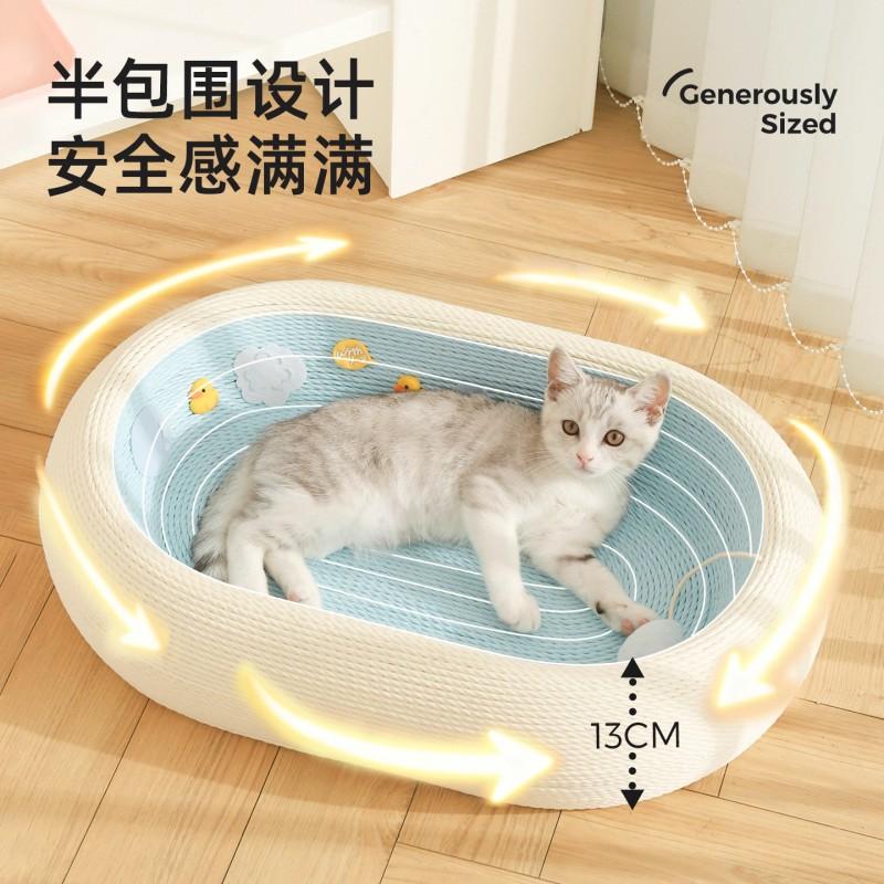 Large Cat Scratcher Bed Combo - Durable Cardboard Scratching Pad With Integrated Lounging Nest Indoor Cats