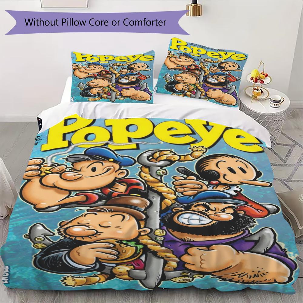 Popeye Pattern Bedding uilt Set uilt Cover Pillowcase Home Decoration Birthday Gift (1 * duvet cover + 2 * pillowcase without core)116