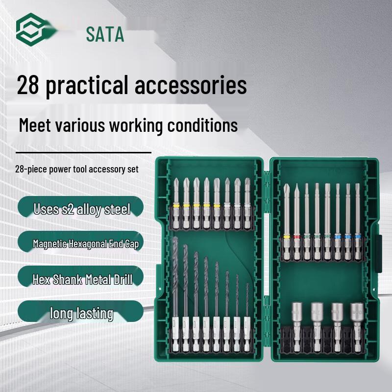 Многофункциональная электрическая отвертка и набор сверл SATA - Крестовая (Phillips), Pozidriv, Шестигранная