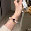 Высококачественный женский браслет из натурального розового кварца, черного обсидиана и белого лунного камня на любовь и удачу