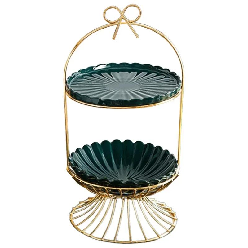 2-слойная креативная подставка для торта, поднос для фруктов, блюда для подачи конфет, закусок, фруктовое блюдо, рождественский декор, хранение продуктов