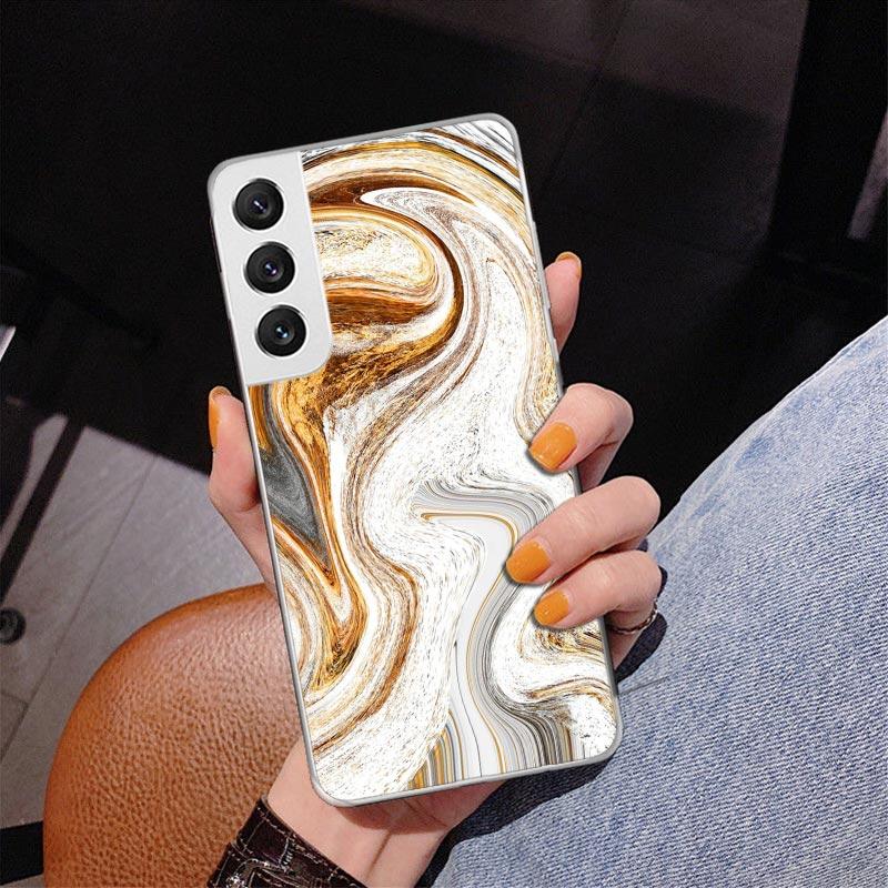 Fashion Gold Pink Geometric Marble Phone Case For Samsung Galaxy S24 S25 Edge S26 Ultra S23 S22 S21 Plus S20 FE + Personalized P