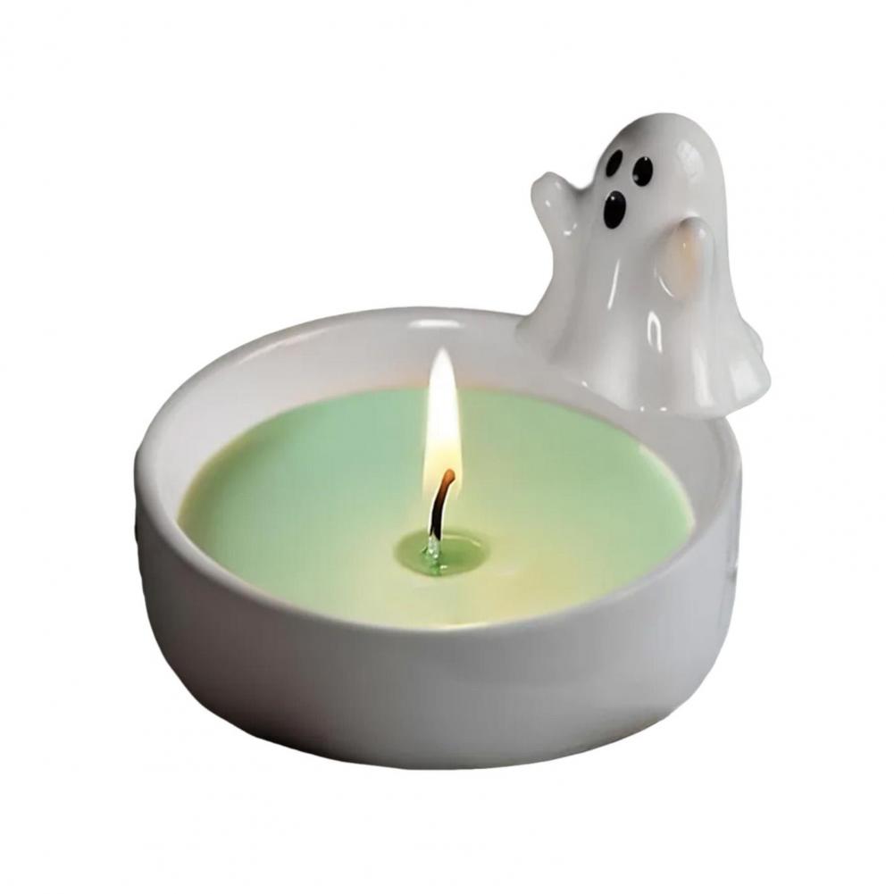 Halloween Candle Stand Spider Candle Holder Spooky Halloween Resin Candle Holder with Ghost Spider Candlestick Holder Spooky Dec