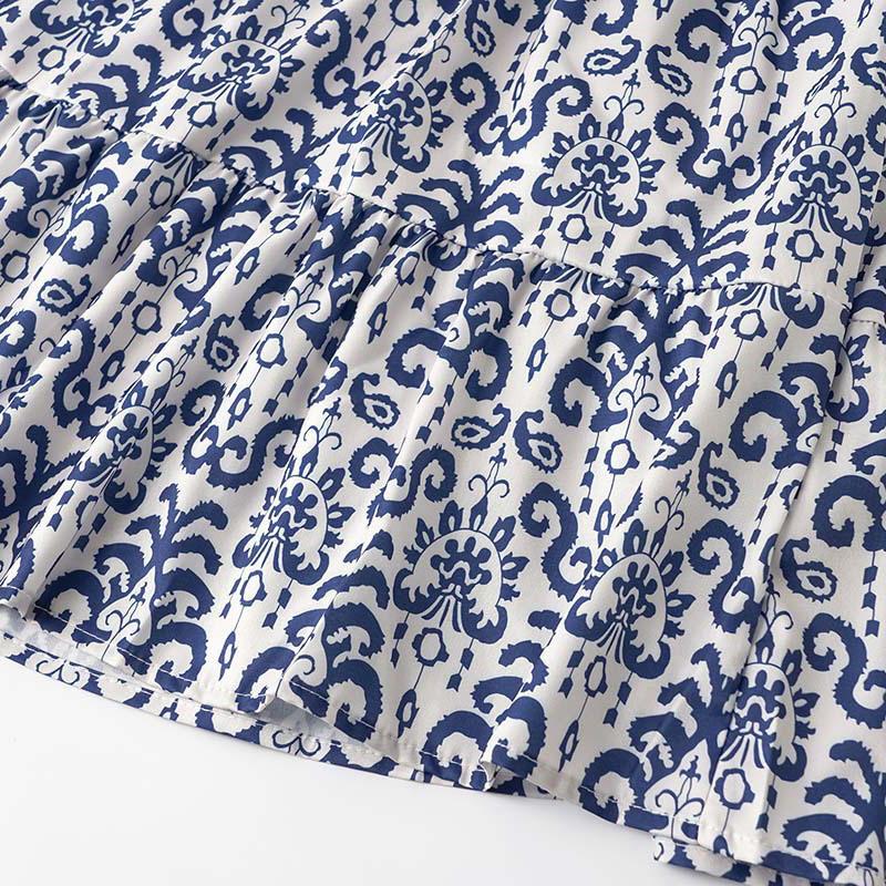 Женское летнее платье с короткими рукавами и высокой талией в этническом стиле на шнуровке