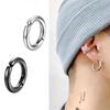 Unisex Korean Hip-Hop Minimalist Titanium Steel Circle Earrings & Ear Cuffs