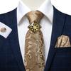 Gold Ties for Men Necktie Hanky Cufflinks Alloy Tie-Ring Bolo Tie Boutonniere Business Set