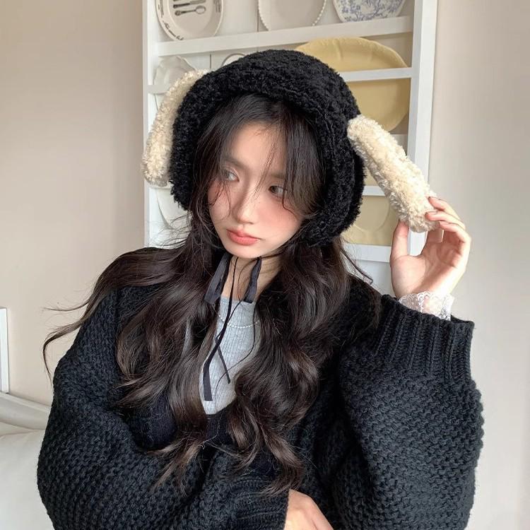 Милые плюшевые наушники в корейском стиле с щенком: Женские зимние ветрозащитные наушники