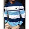 Men's Long Sleeved T-shirt - Navy Blue and White Horizontal Stripe Shirt, Regular Style Breathable Top for Spring and Summer Casual Wear