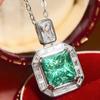 Huitan Elegant Women Necklace Inlaid Shining Princess Green Cubic Zirconia Noble Jewelry Accessories for Wedding Party Daily