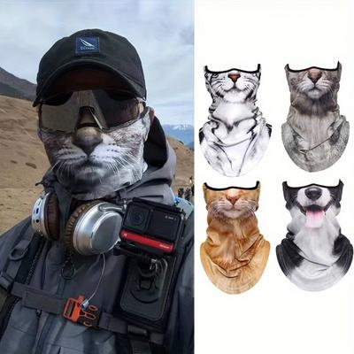 3D Дизайн Животное Кошка Летний Защитник Лица и Шеи от Солнца Дышащий Быстросохнущий Полиэстер Подшлемник для Велоспорта на Открытом Воздухе