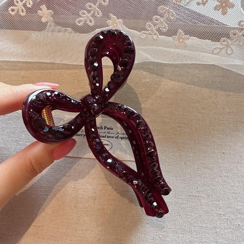 Elegant Fully Beaded Bow Hair Clip, Transparent Jelly Shark Hair Clip for Women