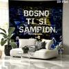 Bosnia and Herzegovina National Football Team Wall Tapestry Aesthetic Wall Hanging Printed Fabric Blanket Decorative Tapestries for Bedroom Living Roo