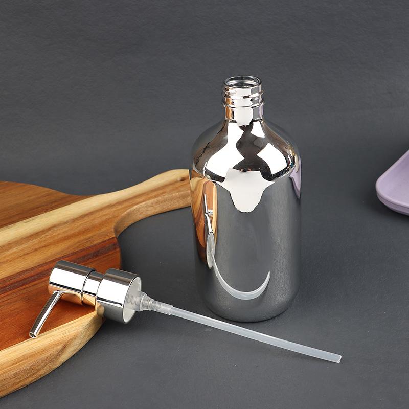 300/500 мл Бутылка-дозатор для мыла с серебряным покрытием Пустая Нажимная Многоразовая Емкость для лосьона Ванная Шампунь Гель для душа Аксессуар