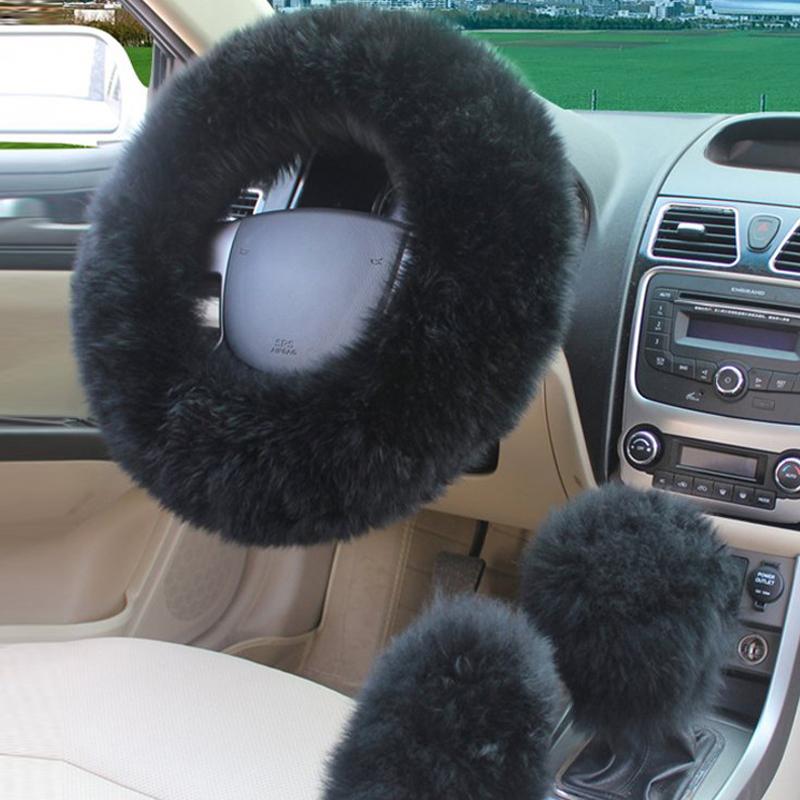 Новый автомобильный пушистый плюшевый чехол на руль, модные зимние теплые флисовые нескользящие перчатки с ручкой, женские украшения автомобиля